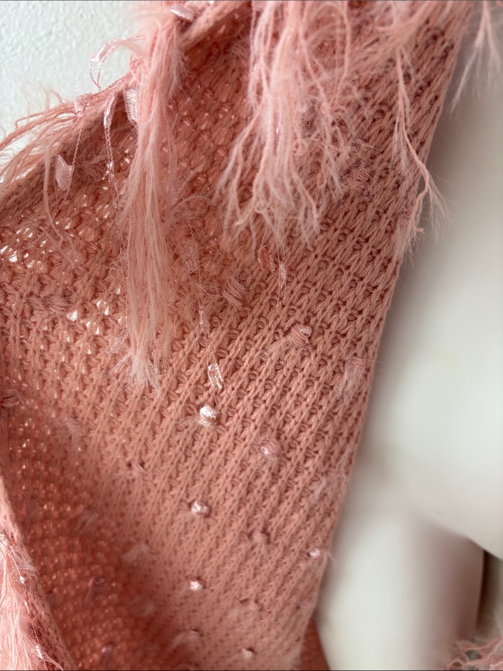 NWT! Pink Blush Shaggy Teddy Cardigan Open Swing Sweater Coat - Picture 4 of 8